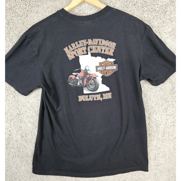 Harley Davidson Pirate Skull Sword Cross Black Shirt Size Large Duluth MN - Picture 3 of 11